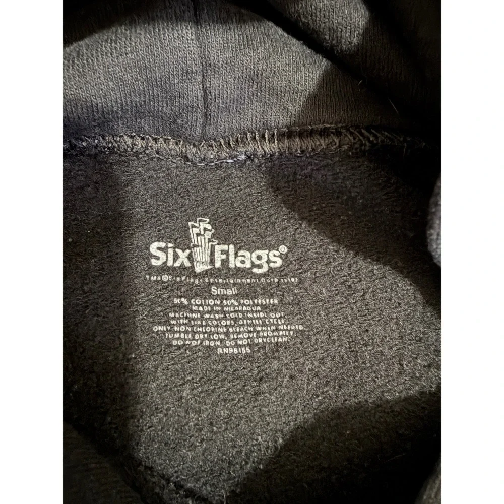 Six Flags Mens Sweater S Evil Jester Hoodie Black Fright Fest Clown Pullover